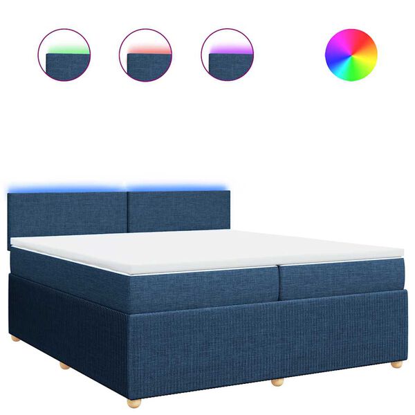 vidaXL Cama box spring con colch&oacute;n tela azul 200x200 cm