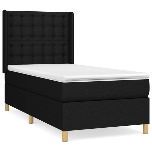 vidaXL Cama box spring con colch&oacute;n tela negro 90x190 cm