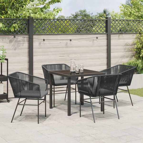 vidaXL Conjunto de Comedor de Jard&iacute;n con coj&iacute;n 5 pcs Negro