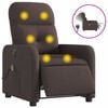 vidaXL Sill&oacute;n reclinable de masaje el&eacute;ctrico tela marr&oacute;n oscuro