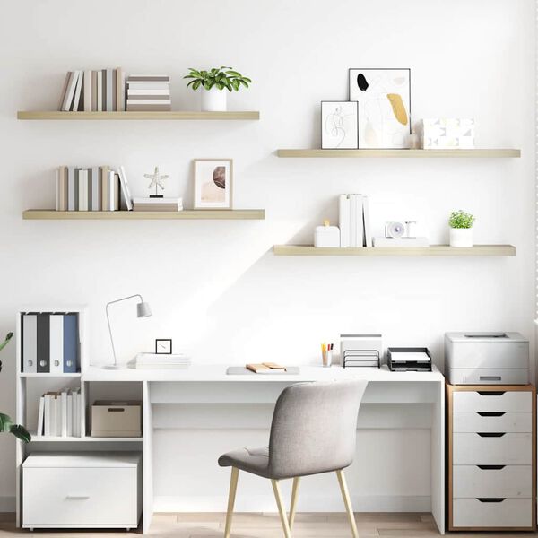 vidaXL Estantes flotantes pared 4 uds MDF color roble 120x23,5x3,8 cm