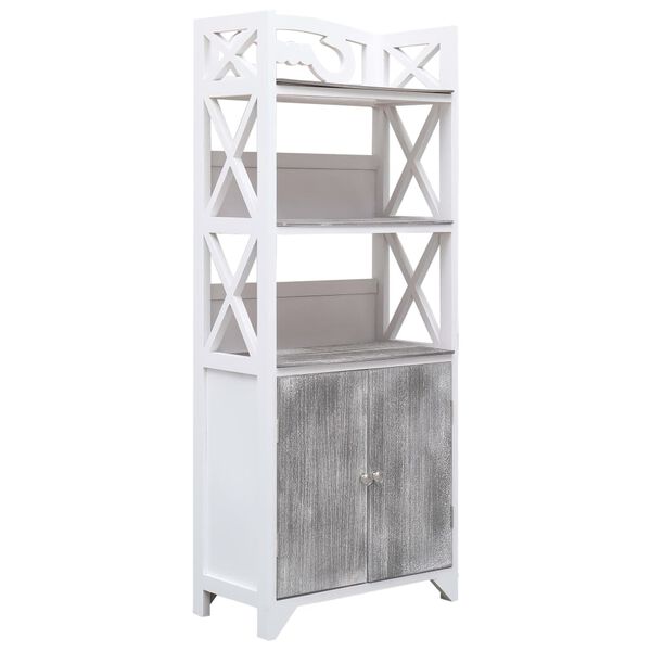 vidaXL Mueble de ba&ntilde;o madera de paulownia blanco y gris 46x24x116 cm