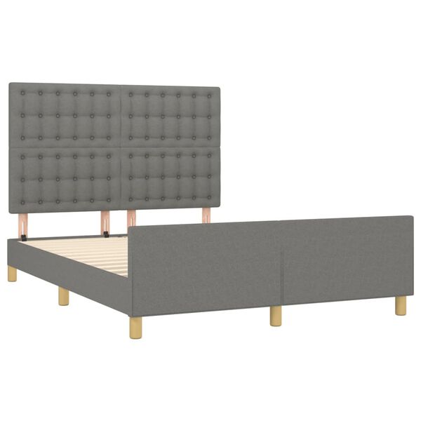 vidaXL Estructura de cama sin colch&oacute;n tela gris oscuro 140x200 cm