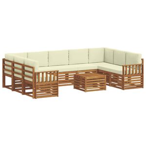 vidaXL Juegos de sof&aacute;s 10 pcs Natural y Crema Madera de Acacia S&oacute;lida