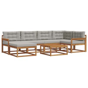 vidaXL Conjunto de sof&aacute;s de exterior 7 pcs Gris Natural y Claro