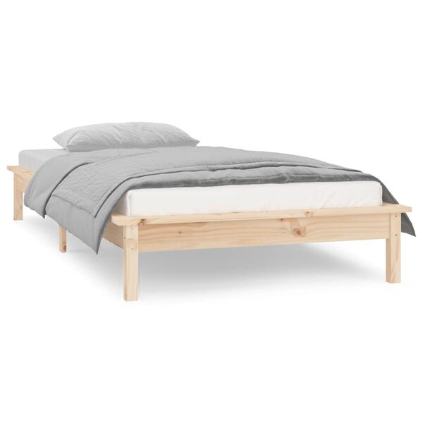 vidaXL Estructura de cama con LED madera maciza 90x190 cm