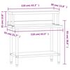 vidaXL Mesa de trabajo para cocina con estante acero inox 110x55x120cm