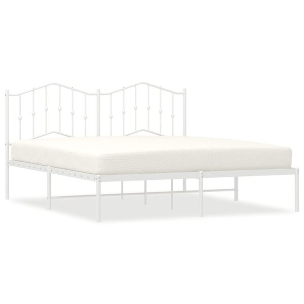 vidaXL Estructura cama sin colch&oacute;n con cabecero metal blanco 183x213cm