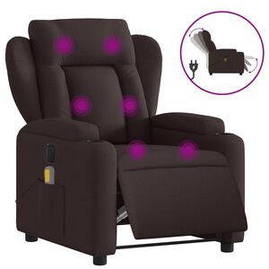 vidaXL Sill&oacute;n reclinable de masaje el&eacute;ctrico tela marr&oacute;n oscuro