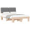 vidaXL Estructura de Cama con Cabecera Tapizada Natural y Gris Claro