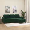 vidaXL Sof&aacute; de 3 plazas con taburete de terciopelo verde oscuro 180 cm