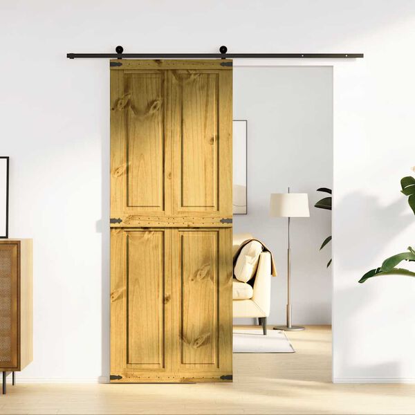 vidaXL Puerta de granero CORONA madera maciza pino 80x210 cm