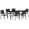 vidaXL Conjunto de Comedor de Jard&iacute;n 7 uds. Negro rat&aacute;n sint&eacute;tico