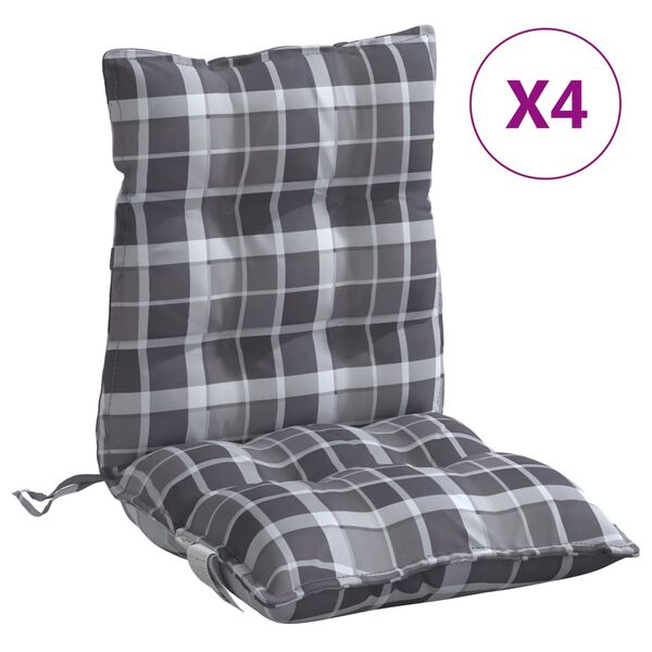 vidaXL Cojines para silla respaldo bajo 4 uds tela Oxford cuadros gris