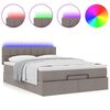 vidaXL Cama otomana con colch&oacute;n y luces LED gris topo 140x200 cm Tela