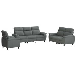 vidaXL Juego de Sof&aacute; 3 pcs Gris oscuro Tela