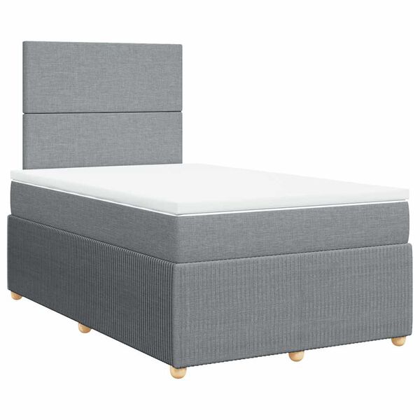 vidaXL Cama box spring con colch&oacute;n tela gris claro 120x190 cm
