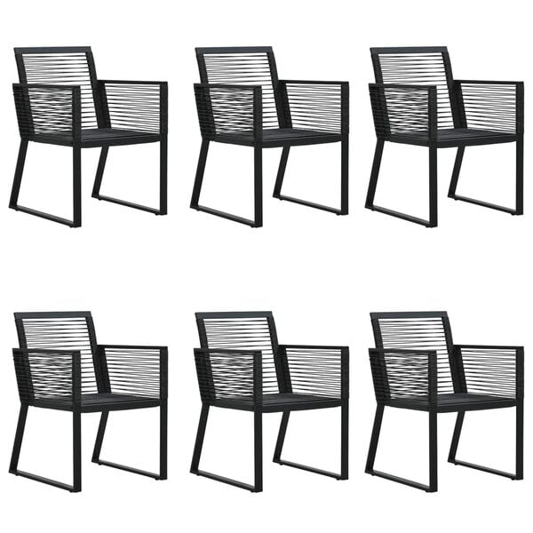 vidaXL Juego de comedor para jard&iacute;n 7 piezas rat&aacute;n PVC negro