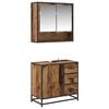 vidaXL Juego de muebles de ba&ntilde;o con caj&oacute;n 2 pcs Madera envejecida