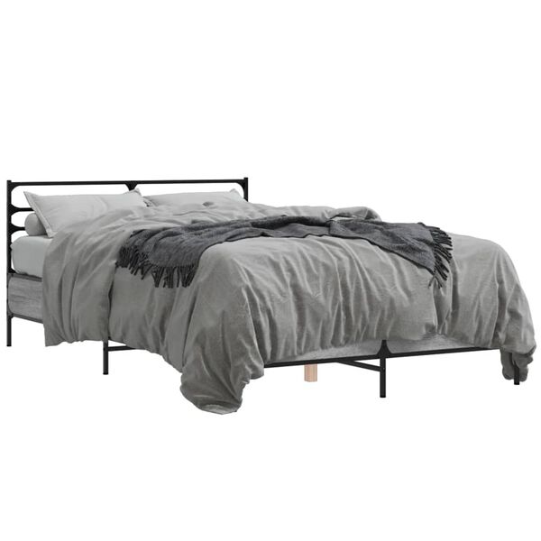 vidaXL Estructura cama madera ingenier&iacute;a metal gris Sonoma 140x190 cm