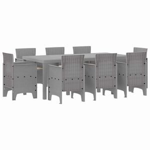 vidaXL Conjunto de Comedor de Jard&iacute;n 9 uds. Gris Claro Polipropileno
