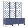 vidaXL Jardinera con enrejado y ruedas Gris Azulado 120 x 40 x 146 cm