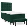vidaXL Cama box spring con colch&oacute;n terciopelo verde oscuro 100x200 cm