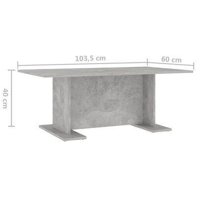 vidaXL Mesa de centro madera contrachapada gris hormigón 103,5x60x40cm