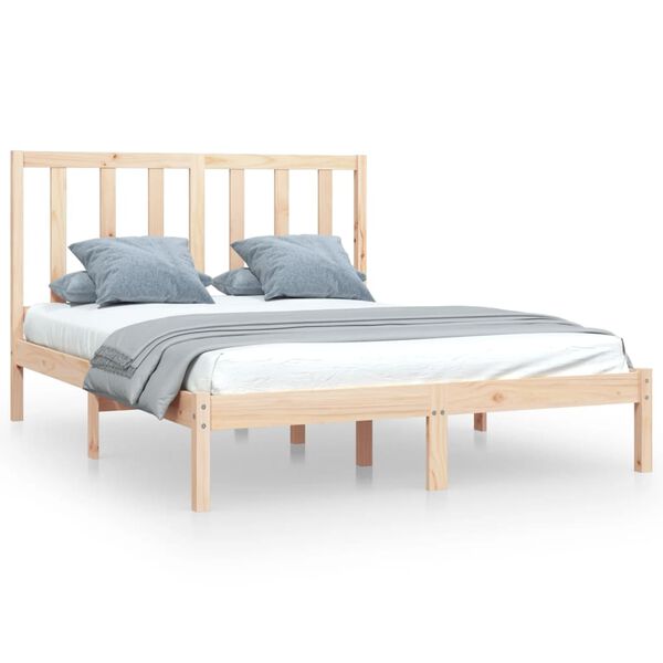 vidaXL Estructura de cama sin colch&oacute;n madera maciza pino 140x190 cm