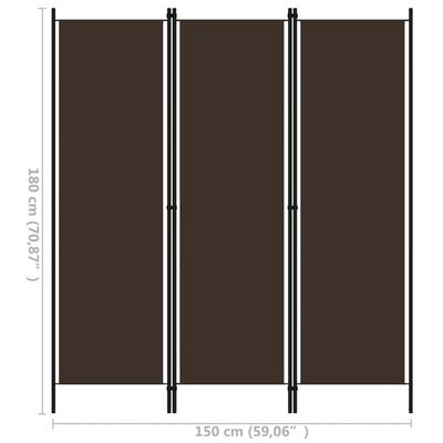 vidaXL Biombo divisor de 3 paneles marrón 150x180 cm
