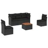 vidaXL Set de sof&aacute;s de jard&iacute;n 6 piezas y cojines rat&aacute;n sint&eacute;tico negro