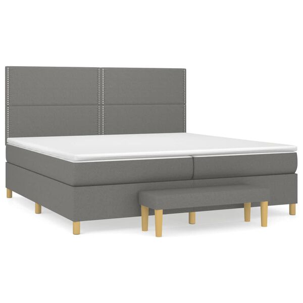 vidaXL Cama box spring con colch&oacute;n tela gris oscuro 200x200 cm