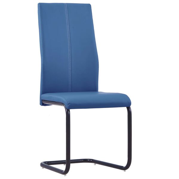 vidaXL Sillas de comedor voladizas 2 unidades cuero sint&eacute;tico azul