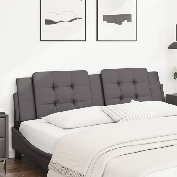 vidaXL Cabecero de cama acolchado Zadar cuero sint&eacute;tico gris 180 cm