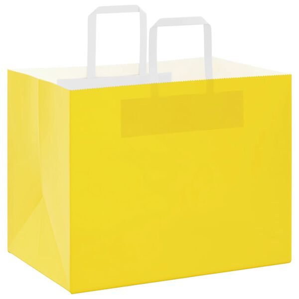 vidaXL Bolsas de papel con asas 250 uds amarillas 32x22x24 cm