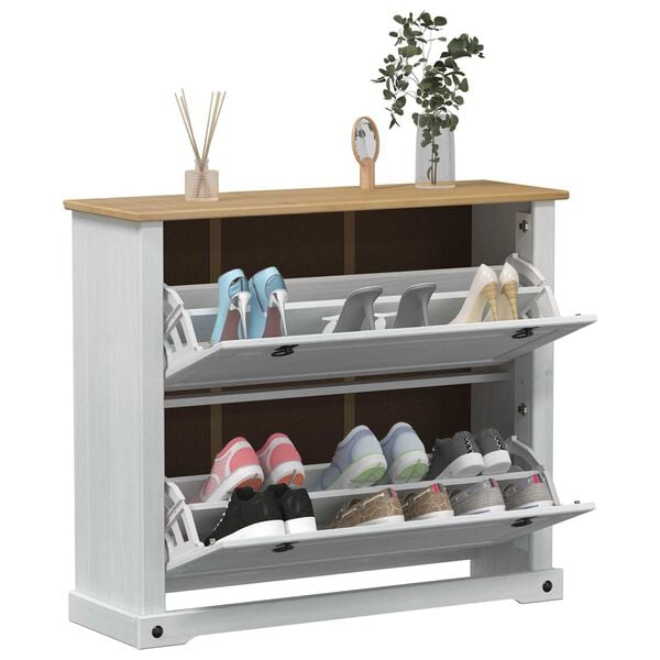 vidaXL Armario Zapatero Corona 99 x 32 x 85 cm Madera de pino macizo