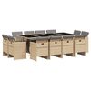 vidaXL Set comedor de jard&iacute;n con cojines 13 pzas rat&aacute;n sint&eacute;tico beige