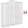 vidaXL Cestas de gaviones 4 uds forma de arco hierro 200x50x200/220 cm
