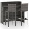 vidaXL Juego muebles de bar para jard&iacute;n 3 piezas y cojines gris