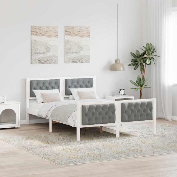 vidaXL Estructura de cama con cabecera Gris Claro 150 x 200 cm
