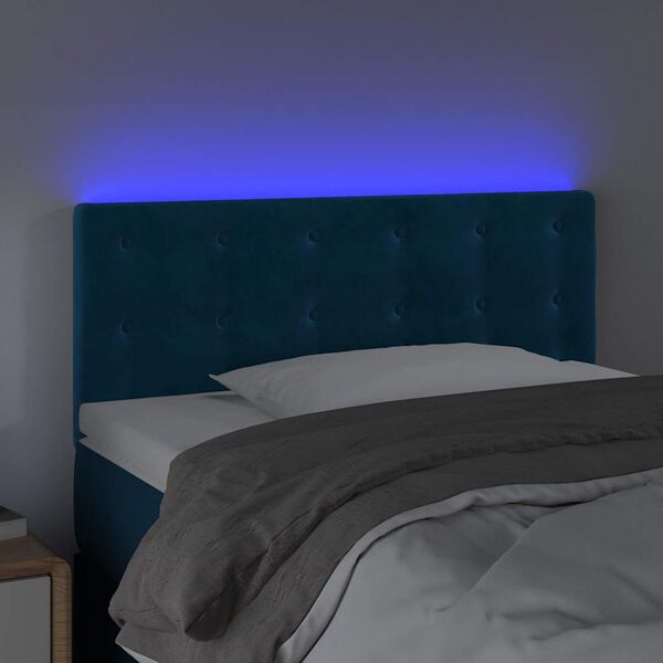 vidaXL Cabecero con LED de terciopelo azul oscuro 90x5x78/88 cm