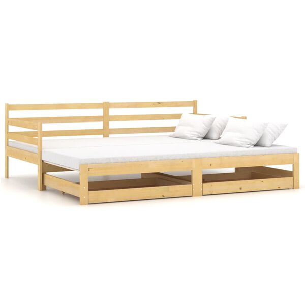 vidaXL Sof&aacute; cama extra&iacute;ble madera maciza de pino 2x(90x200) cm