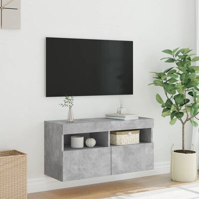 vidaXL Mueble de TV de pared con luces LED gris hormigón 80x30x40 cm