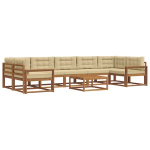 vidaXL Conjunto de sof&aacute;s de exterior con coj&iacute;n 8 pcs Natural y Beige