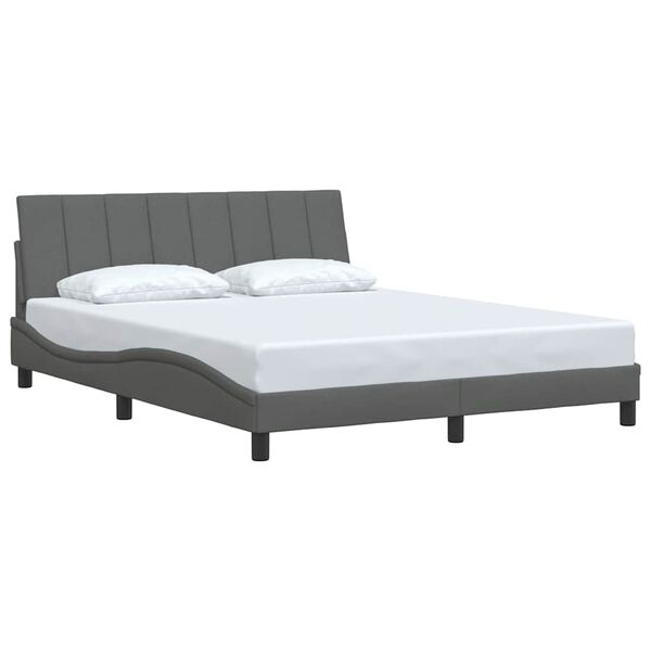 vidaXL Estructura de cama sin colch&oacute;n Hanko de tela gris oscuro 160x200 cm
