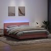 vidaXL Cama box spring con colch&oacute;n y LED terciopelo rosa 180x210 cm