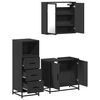 vidaXL Juego de muebles de ba&ntilde;o 3 pzas madera contrachapada negro