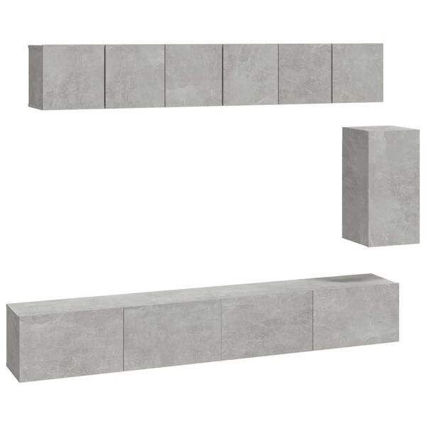 vidaXL Set de muebles de TV 6 pzas madera contrachapada gris hormig&oacute;n