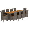 vidaXL Set de comedor de jard&iacute;n 11 pzas y cojines rat&aacute;n sint&eacute;tico gris