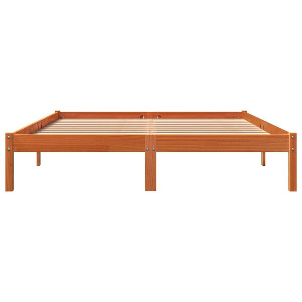 vidaXL Cama sin colch&oacute;n madera maciza de pino marr&oacute;n cera 160x200 cm